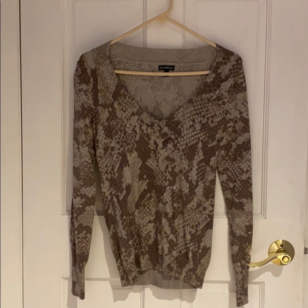 Express Snake Skin Print V Neck Sweater